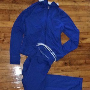 blue work out medium track suit pants jacket coat womens set lot